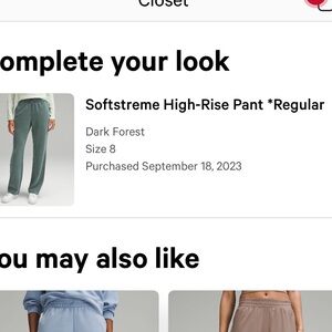 Lululemon softstreme high rise pant